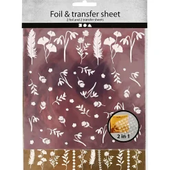 Dekorationsfolie m. blomster - Guld + lilla