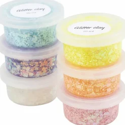 Glitter Clay 6 x 20 ml - Pastelfarver