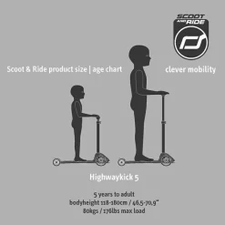Løbehjul - Highwaykick 5 m. LED, Ash
